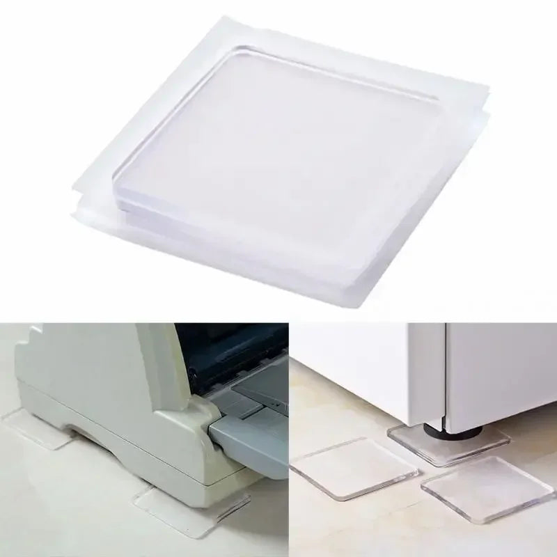 4pcs Anti Vibration Non-Slip Mat Washing Machine Silicone Pad Multifuncational Transparent Place Mats Home Bathroom Portable 
