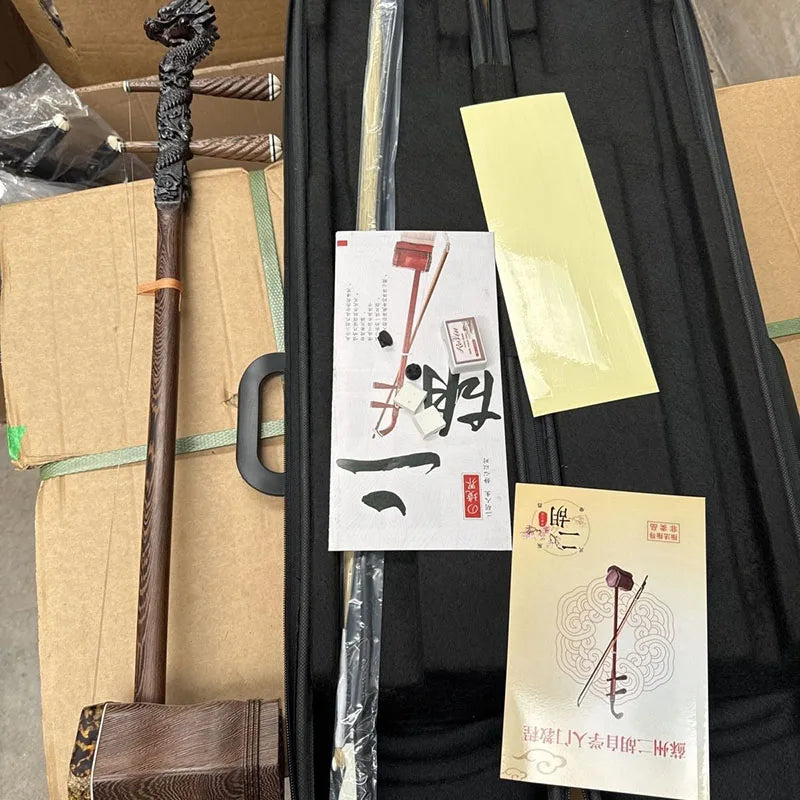 Erhu drewniane z detalem smoka na głowie