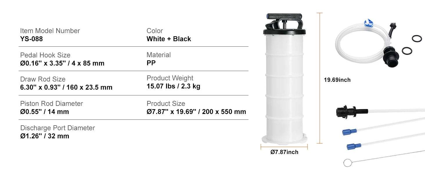 Pompe manuelle d'extraction de fluide 6,5L pour huiles, liquides de frein et moteur