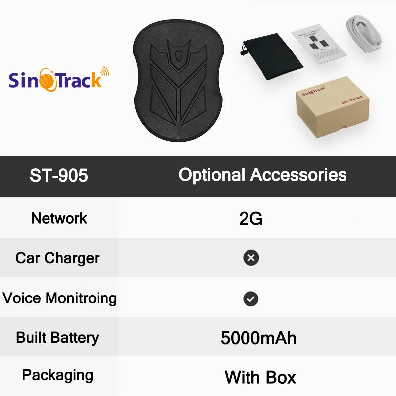 SinoTrack ST-905 4G Waterproof GPS Tracker Vehicle Track Locator Magnet Long Standby 5000mAH Battery Real Time Free APP