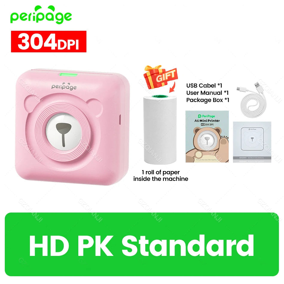 7 Colors Peripage A6 304DPI Mini Photo Printer Notes Sticker Label Printing Machine Bluetooth Portable Wireless Printer Marker 