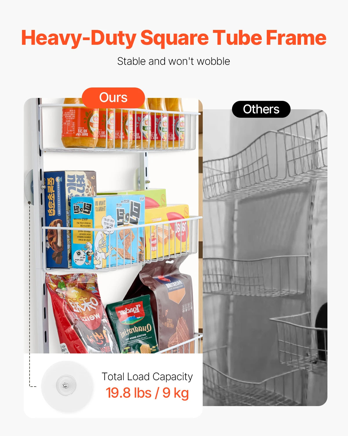 SucceBuy 6/8/9/10 Tier Over the Door Pantry Organizer Heavy-Duty Steel Hanging Spice Rack, Adjustable Wall Seasoning Shelves