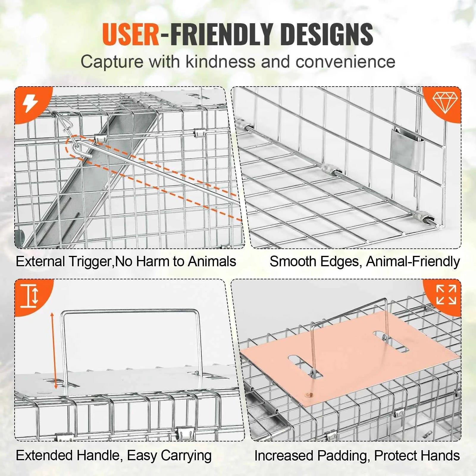 24 Inch Folding Live Animal Cage Trap with Handle