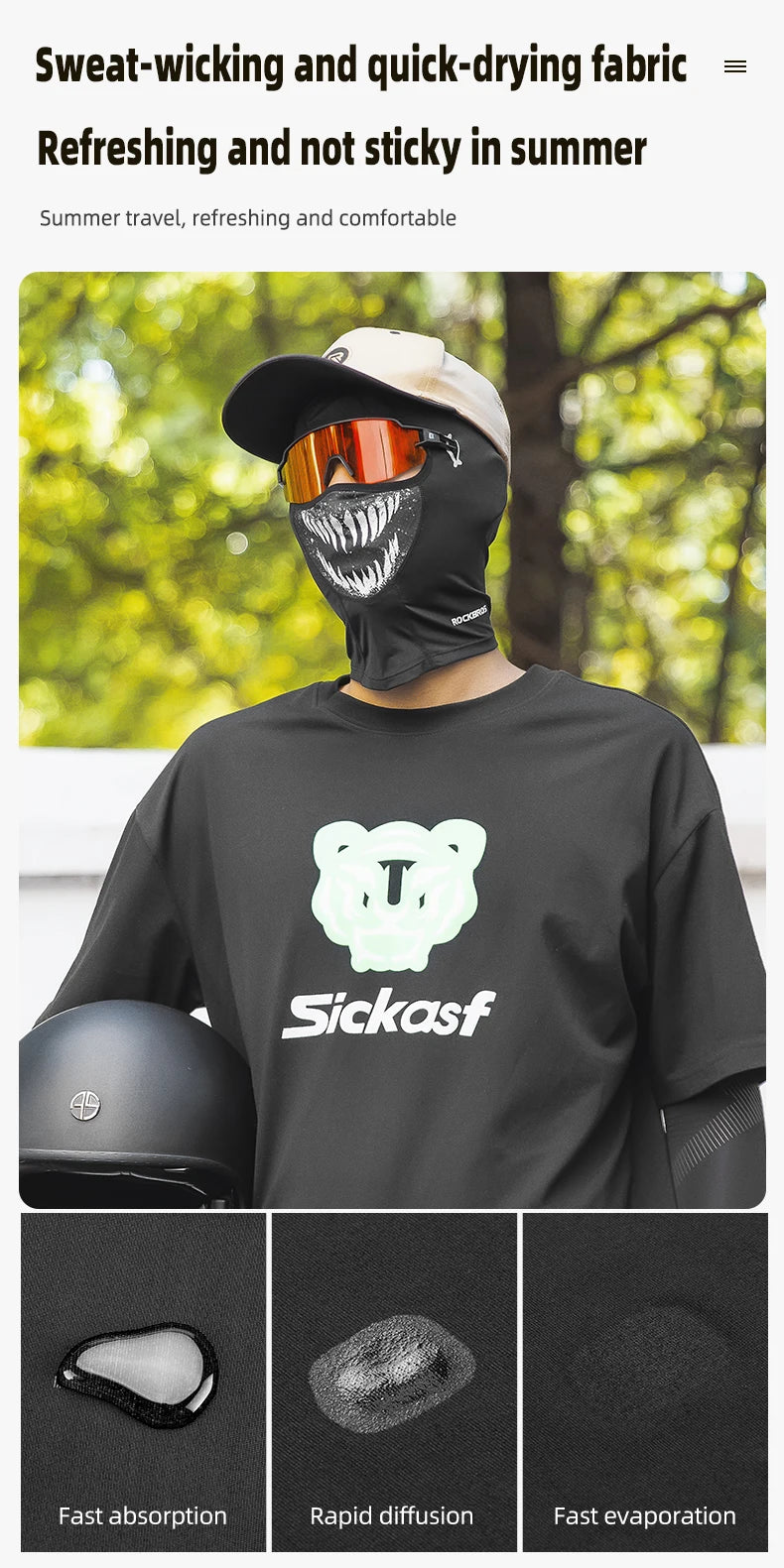 Breathable Ice Silk Motorcycle Face Mask with Eye Holes