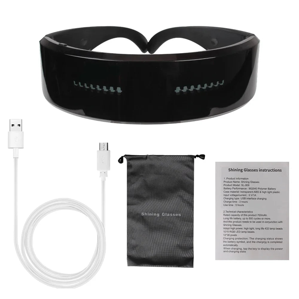 DIY Shining Electronic Futuristic Eyewear Glow The Dark Bluetooth LED Luminous Glasses Prop for Party Bar Festival Performance 