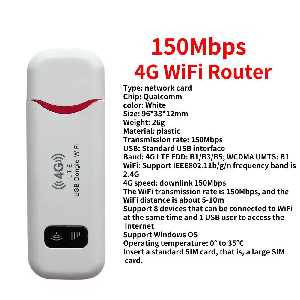 Portable 4G LTE USB WiFi Router 150Mbps
