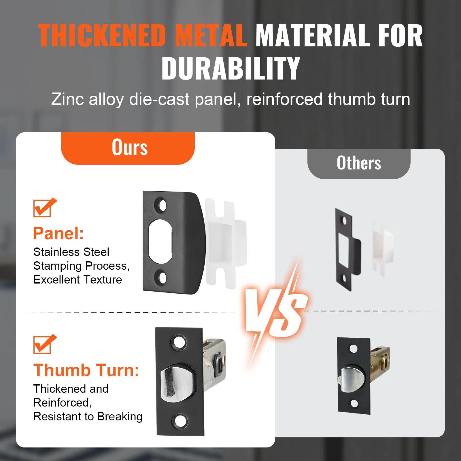 Matte Black Front Door Handle Set with Reversible Lever & Lock