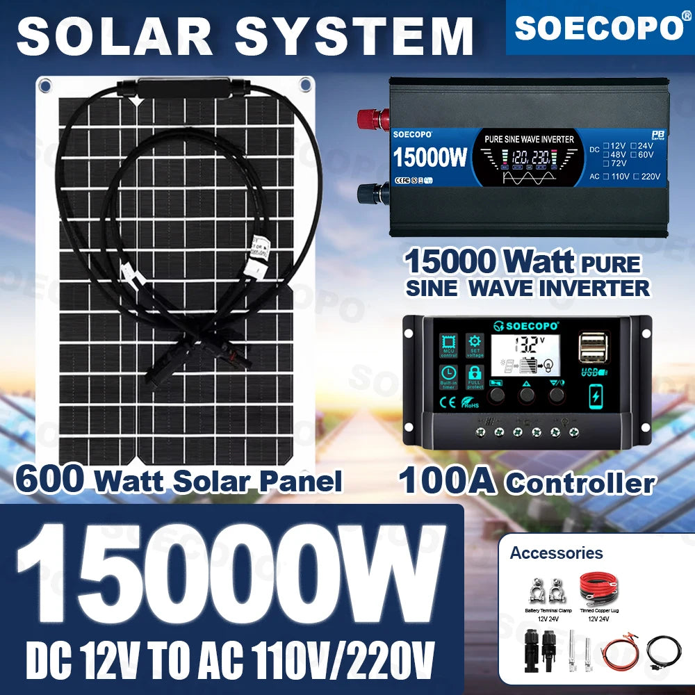Complete Solar Kit with 800W Pure Sine Inverter & 20W Panel