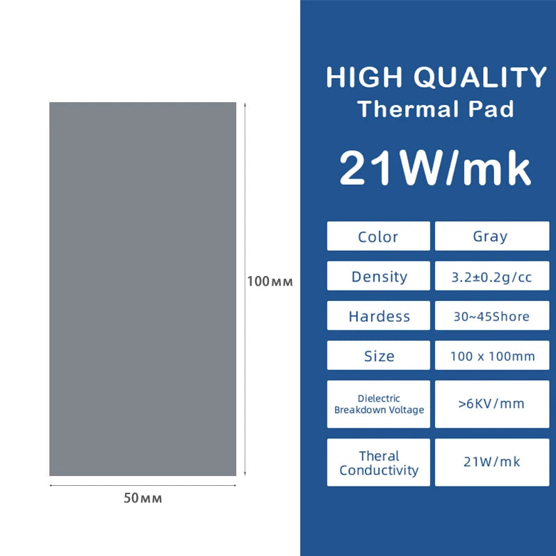 Soft 21W/mk Thermal Pad for CPU GPU Heatsink Cooling Conductive Silicone Pad High Performance Thermal Silicone Pad for PS4 SSDs