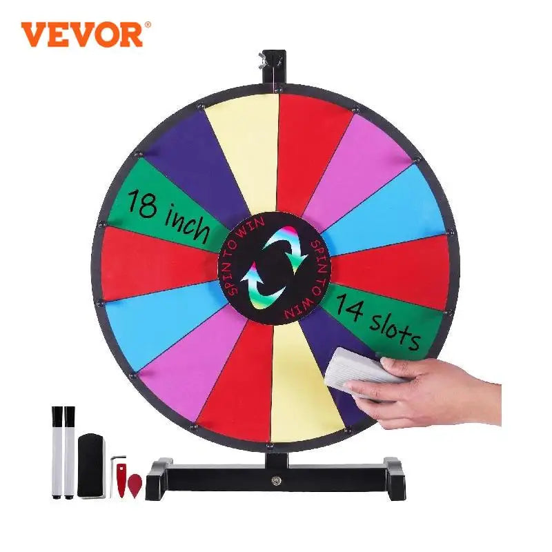 Spinning Prize Wheel with Stand & Tabletop, 14 Slots Game Wheel