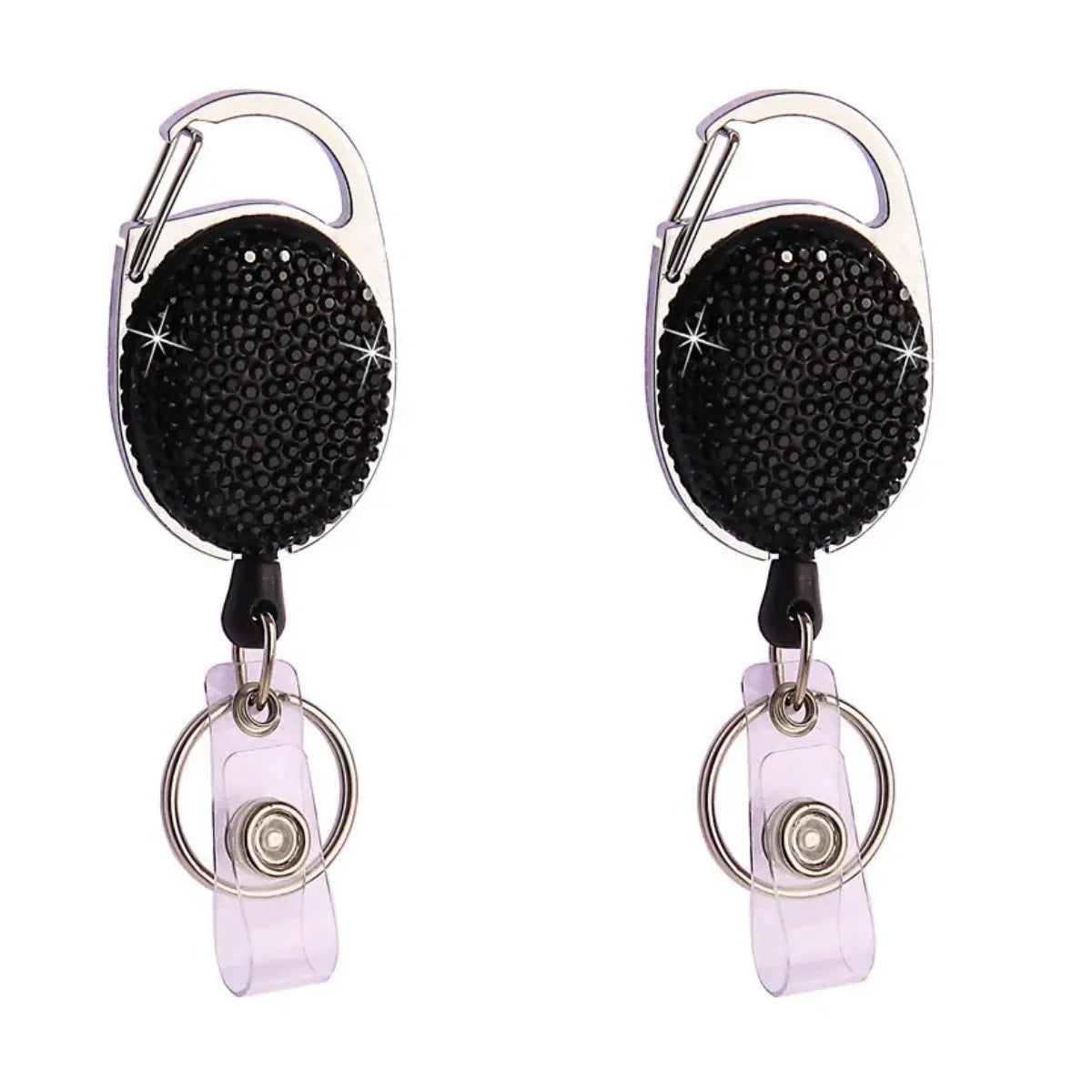 Retractable Crystal ID Badge Reel Keychain