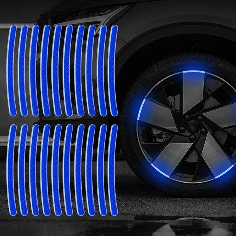 Car Wheel Hub Reflective Stripes Sticker Driving Safety Tire Decor Warning Sticker Warning Reflective Tape Car Accessories 
