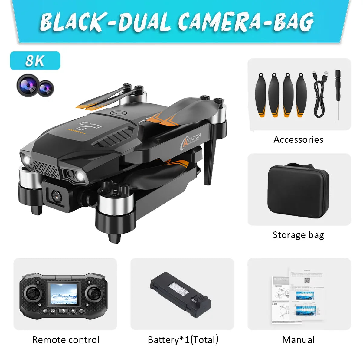 New F198 Drone Professional Dual Camera With 1080P WIFI FPV HD Aerial Photography Wide Angle Brushless RC Foldable Quadcopter 