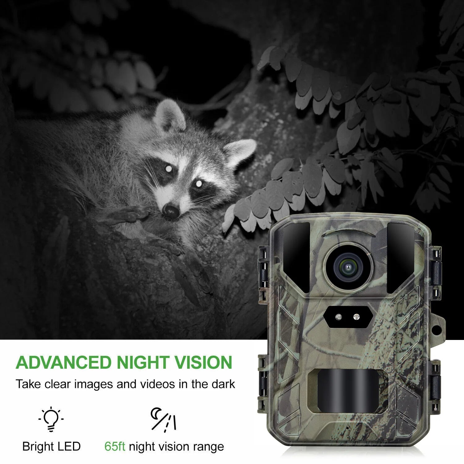 24MP Trail Camera with 1080P Video, Night Vision, IP65