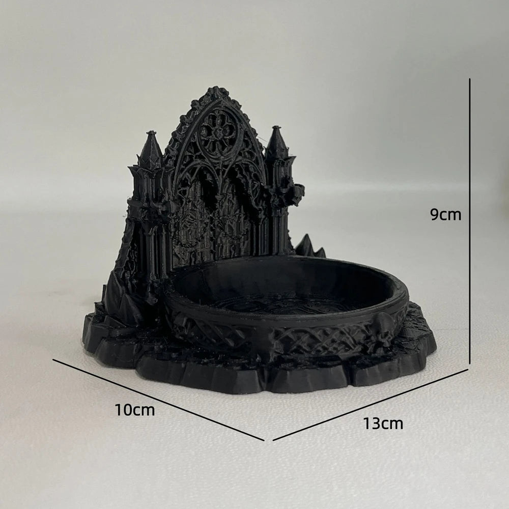 3D Printed Gothic Castle Jewellery Tray in Black or Grey