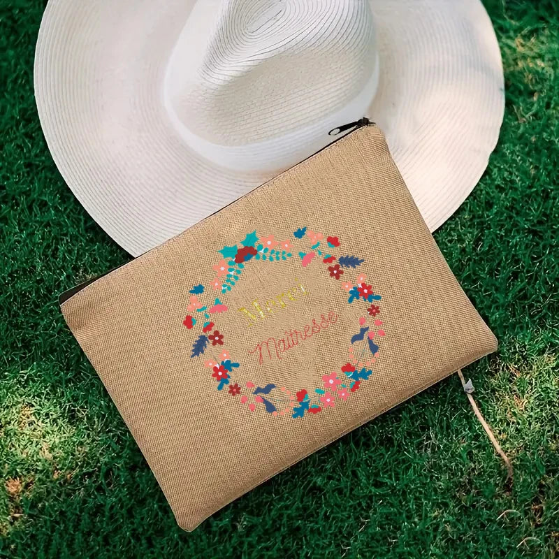 Thank You Teacher Travel Cosmetic Organizer Makeup Pouch Merci Maitresse Borsa Portaoggetti Organizer Profumi da Viaggio Portafoglio Mini Francese