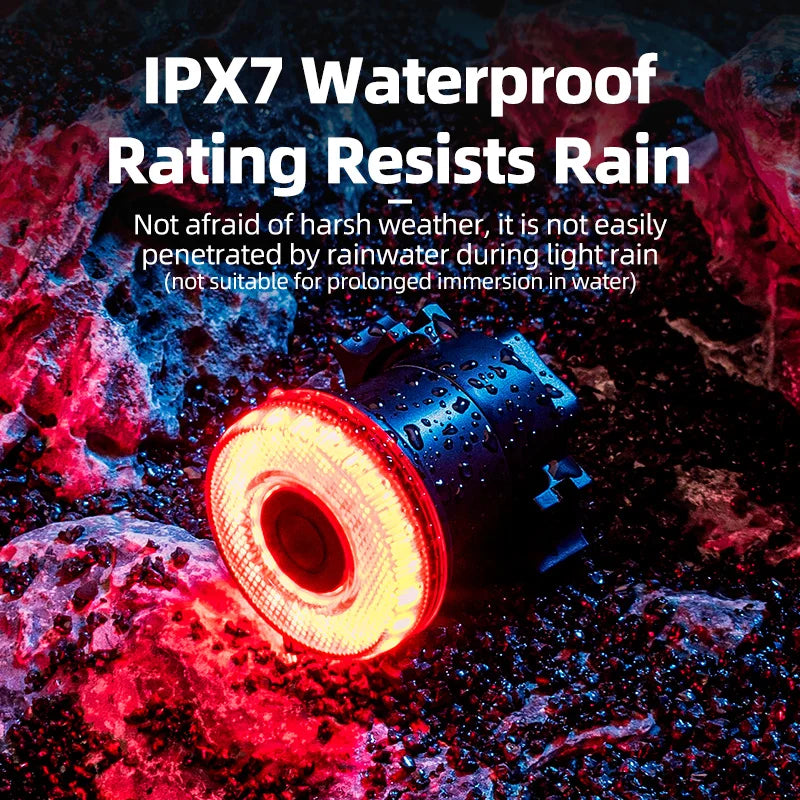 Smart cykel baklampa med bromssensor och USB-uppladdningsbar vattentät design