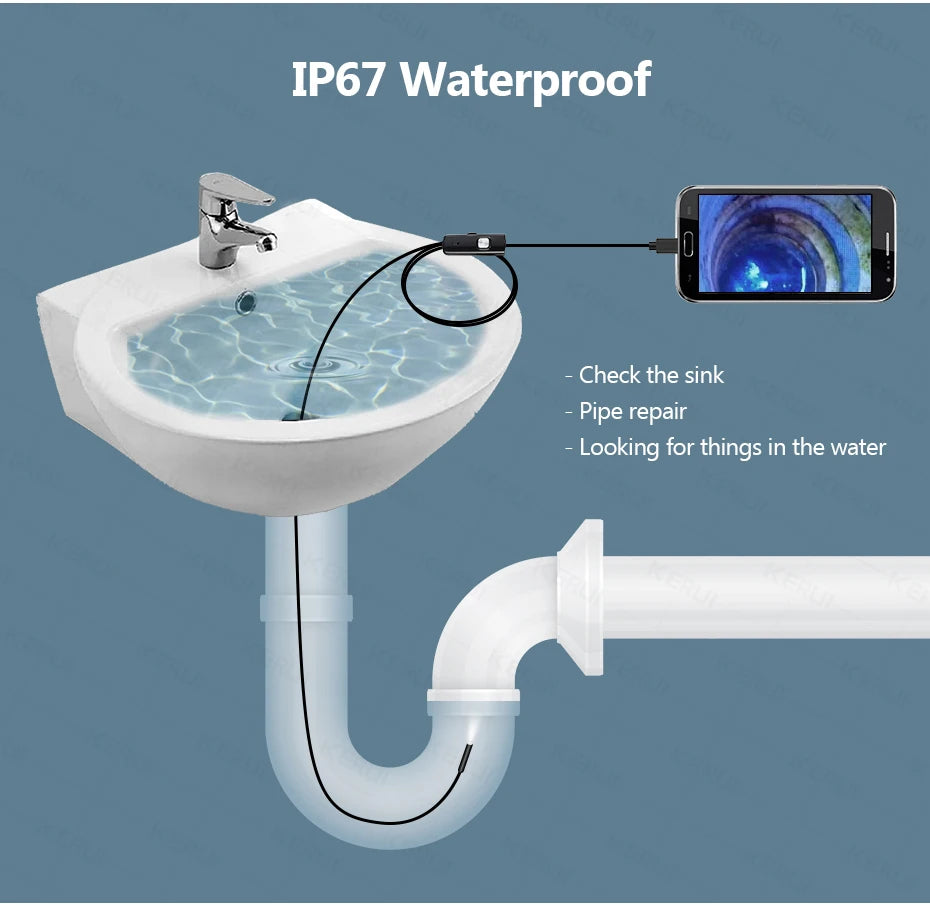 7mm Android Endoscope Camera 3-in-1 Waterproof LED Inspection Camera