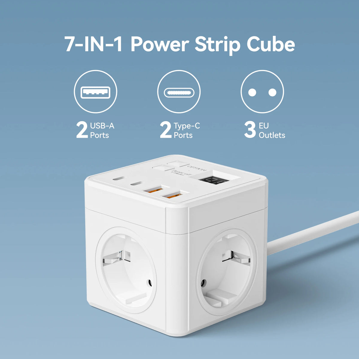 Разклонител за настолен компютър с USB-A и USB-C за ЕС