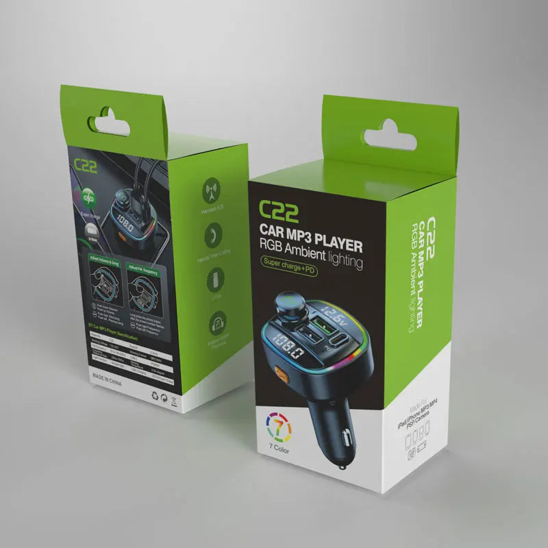 Bluetooth 5.0 FM vysielač Handsfree car radio modul MP3 prehrávač s 22.5W USB Superrýchlym nabíjaním adaptér do auta