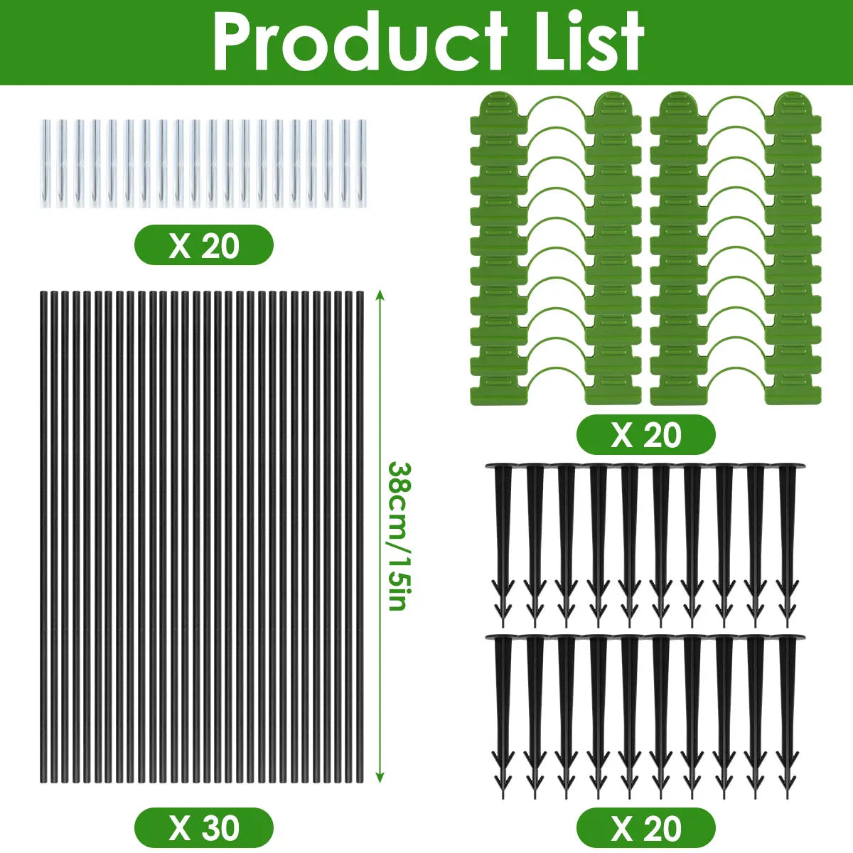 Fibreglass Plant-Tunnel Support Set, 21/30 Pieces