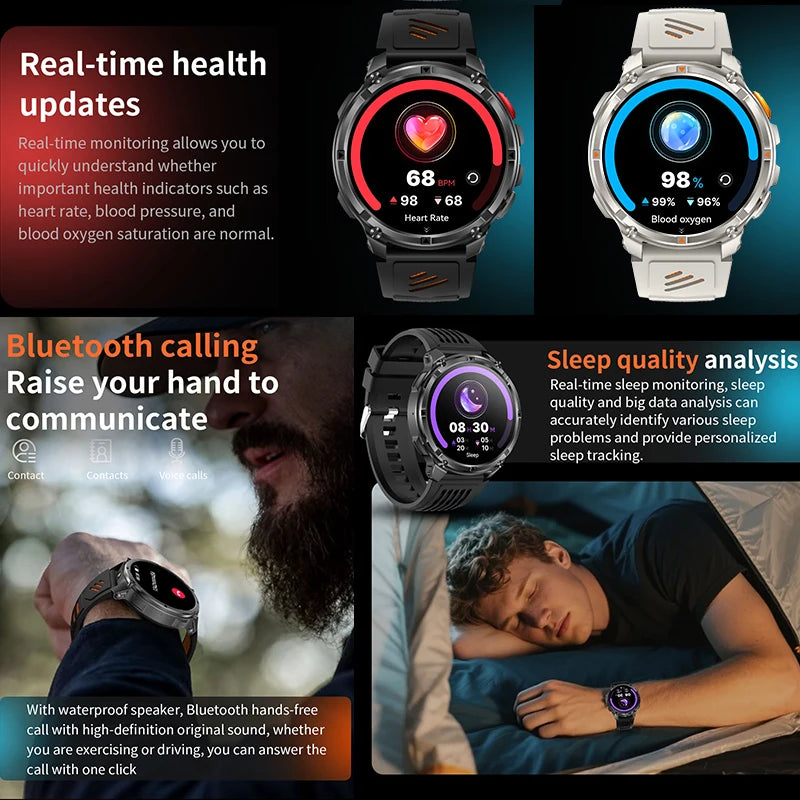 Smartwatch con chiamata Bluetooth all'aperto con bussola e GPS collegato al telefono