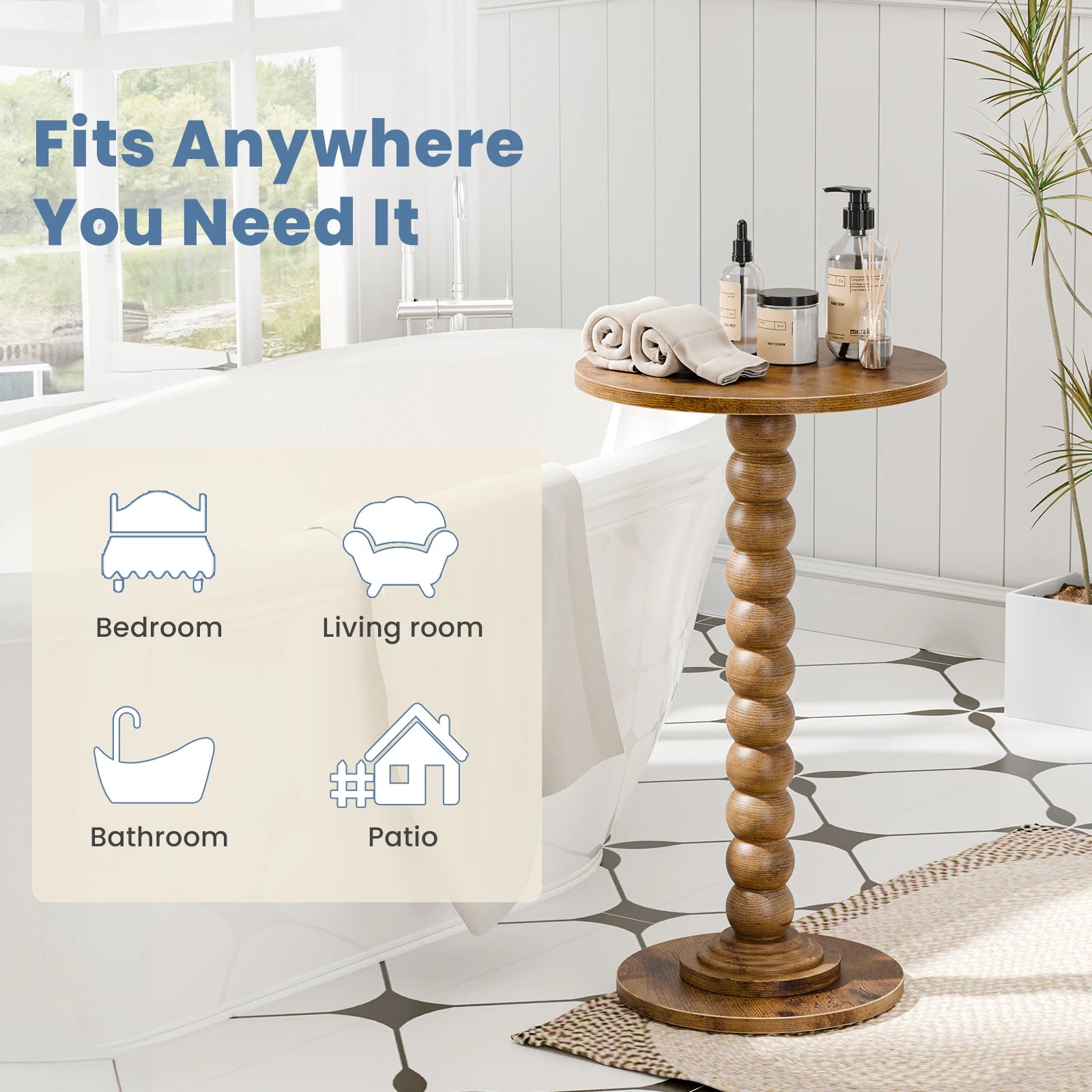 12" Round Side Table with Storage Shelf for Small Spaces