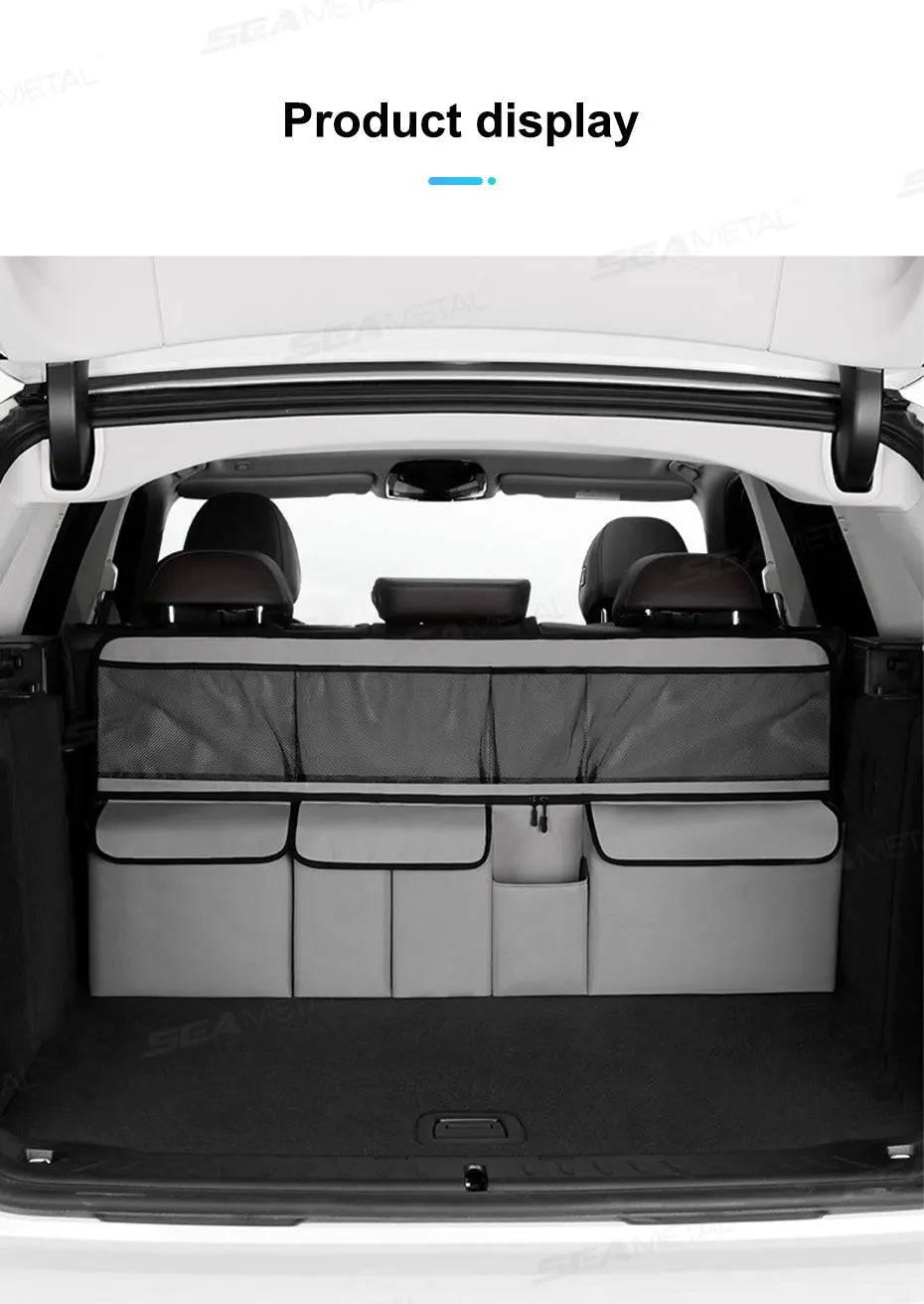 SEAMETAL 9-Pocket Car Organizer Seat Back Hanging Storage Bag Wear-Resistant Oxford Colth SUV/MPV Trunk Organizer with Zipper