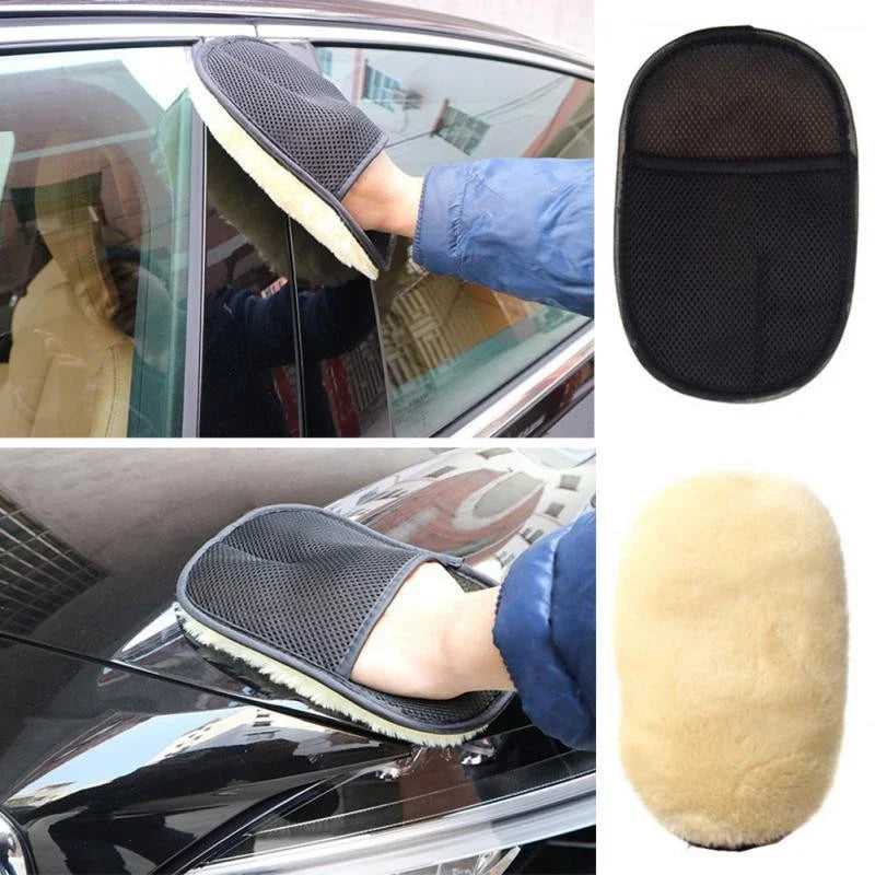 ISGTDRM Car Cleaning Sponge Glove Car Polishing Washing Mitt Gloves Microfibre Wash For Automotive Kitchen Homes Cleaner Wool 