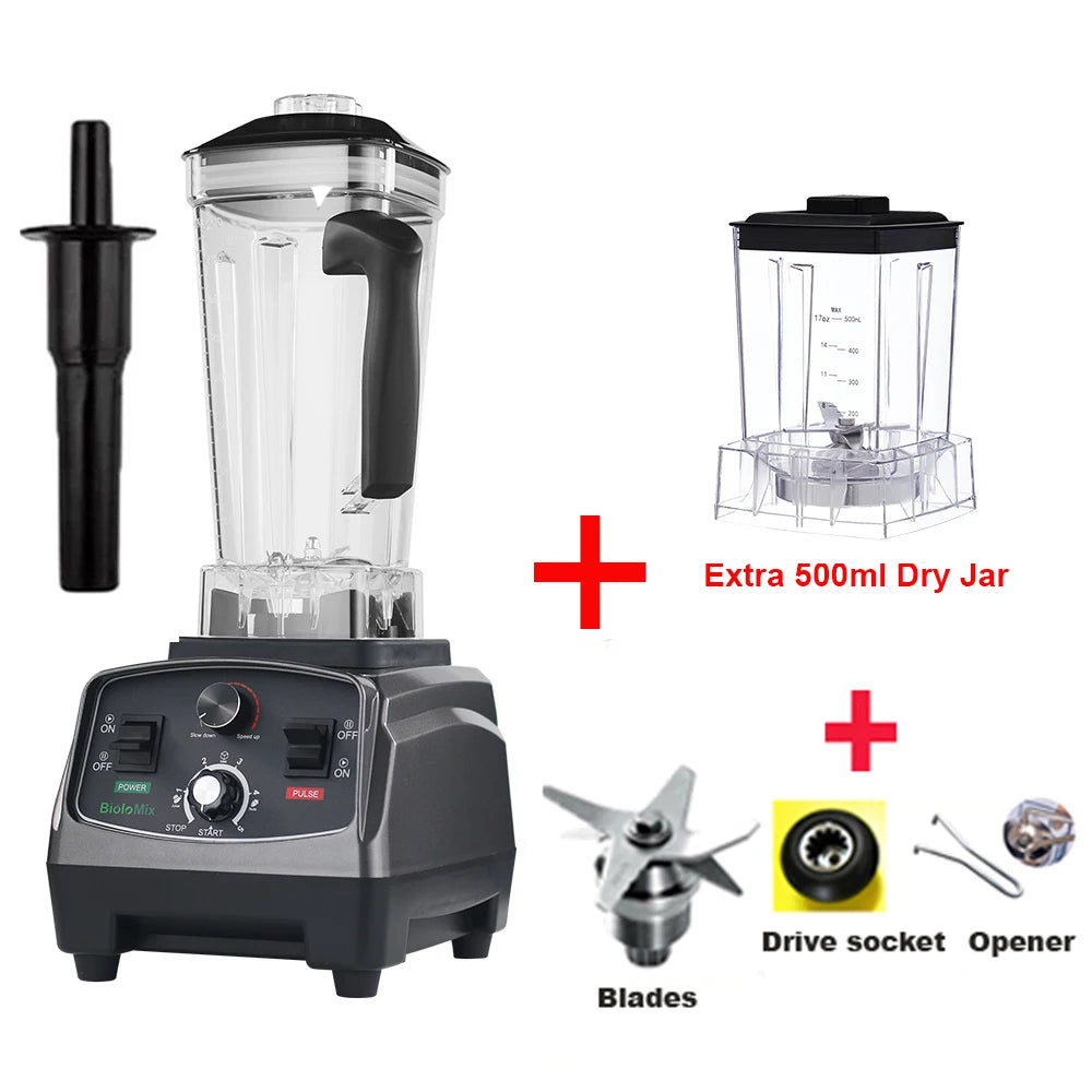 3HP 2200W Commercial Blender with Timer and 2L BPA-Free Jar