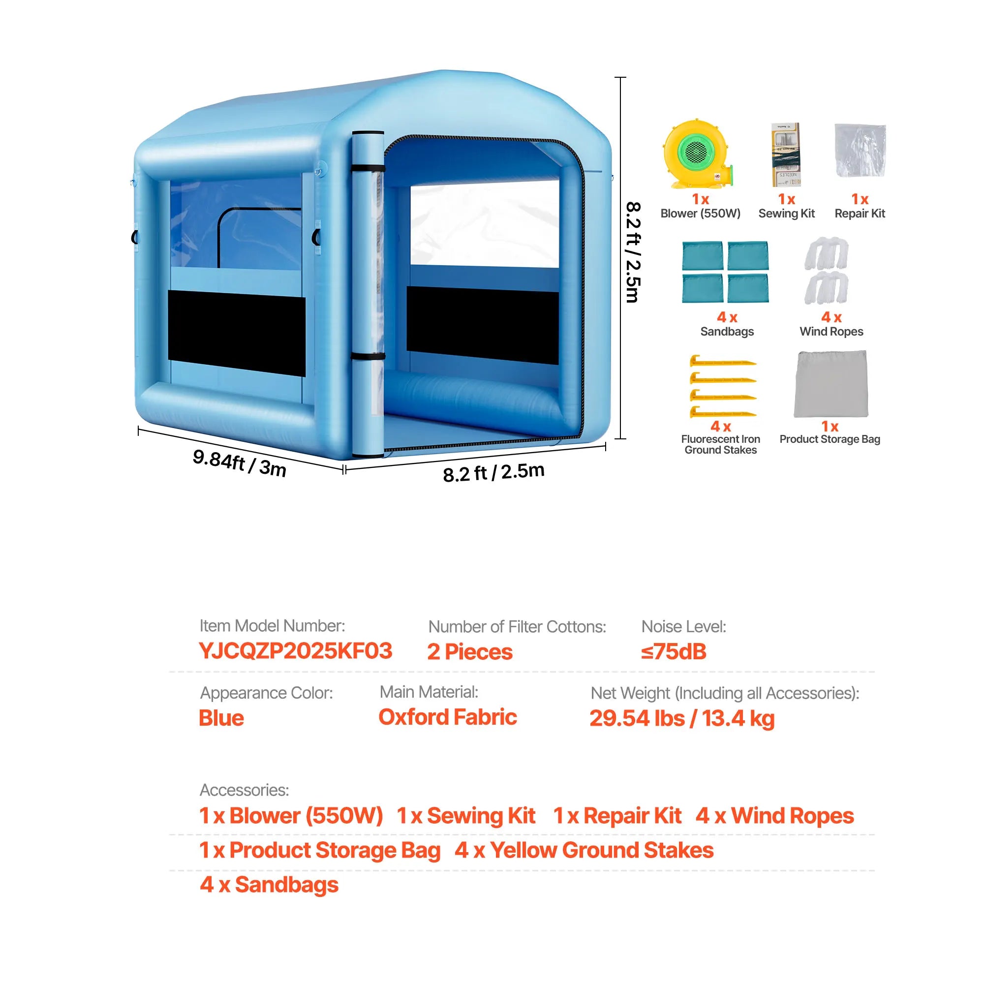 SucceBuy Inflatable Paint Booth Inflatable Spray Booth with Powerful Blower and Air Filter System Round Roof with Light Hook