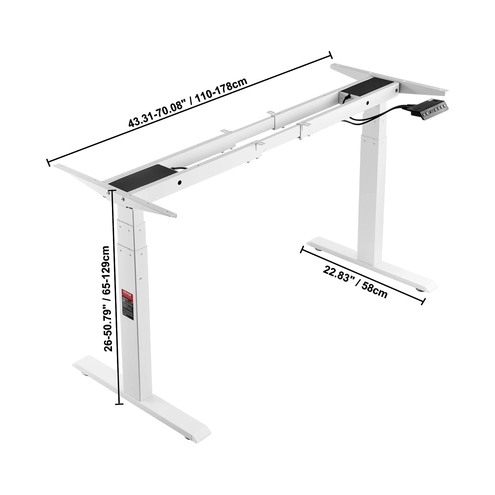 Cadre de bureau debout SucceBuy électrique, tréteaux de bureau ergonomique ajustable pour ordinateur, base de poste de travail DIY pour maison/bureau, noir et blanc