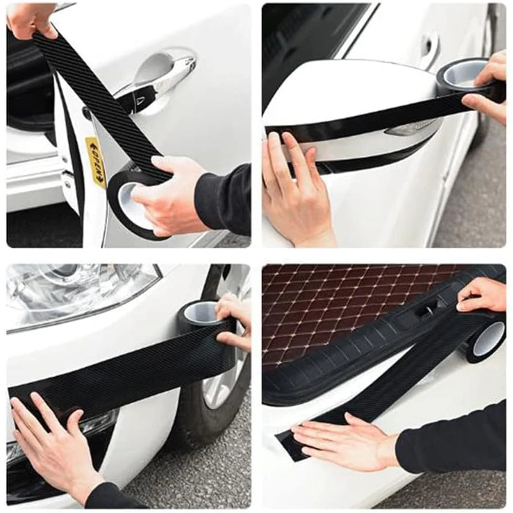 Car Door Edge Guards Door Sill Protector Black Waterproof 3D Carbon Fiber Anti Collision Film Scratch Cover Strip Stickers Tape 