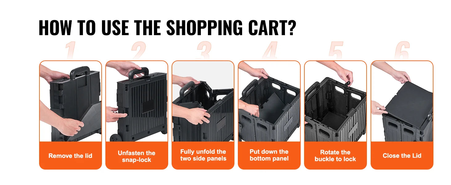 Foldable Utility Shopping Cart with Wheels & Telescopic Handle