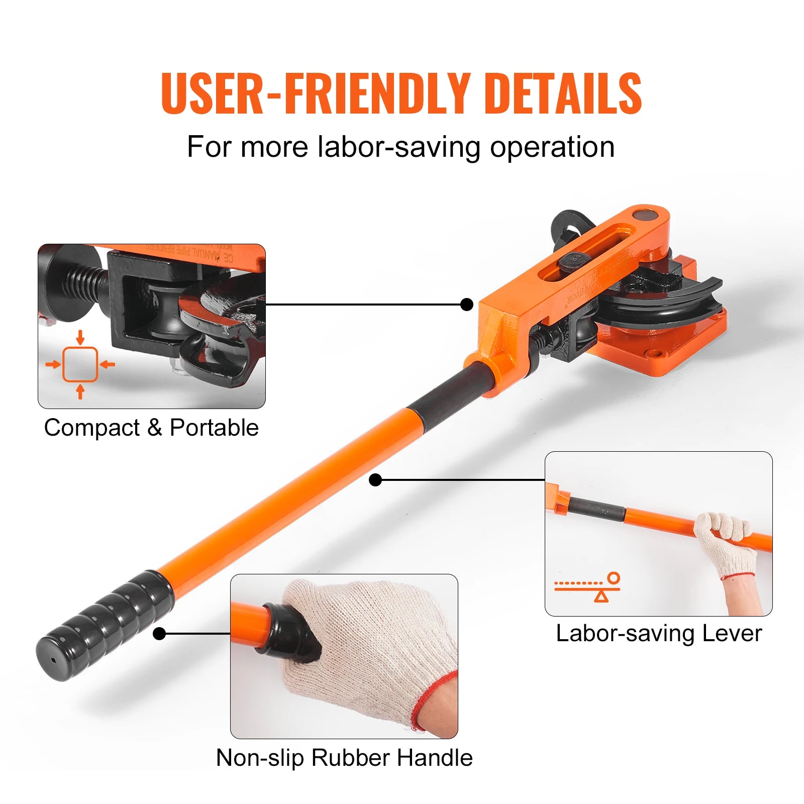 Manual Pipe Bender Tool with 7 Dies for 3/8"–1" Metal Tubing