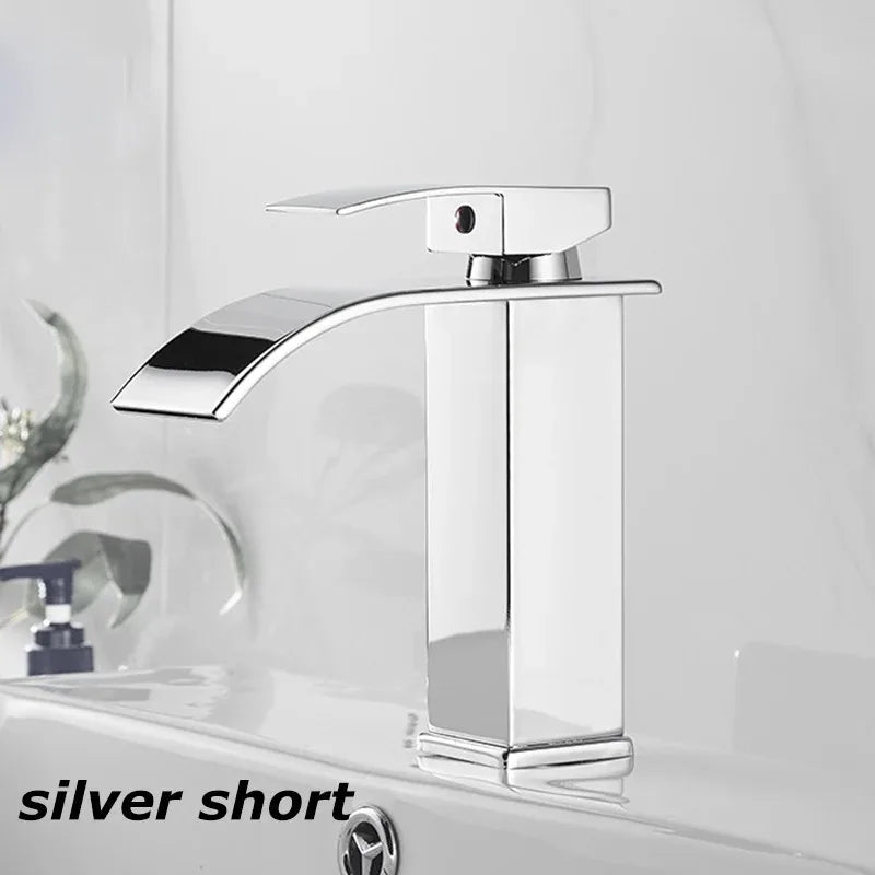 Waterfall Wash Basin Stainless Steel High And Low Faucet Black Hot And Cold Toilet Wash Basin Bathroom Home 