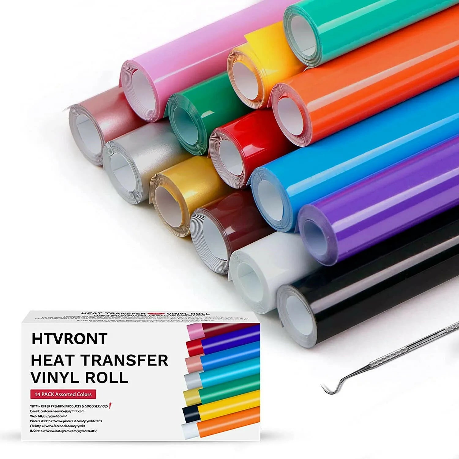 HTVRONT PU Heat Transfer Vinyl Roll Bundle for DIY Apparel