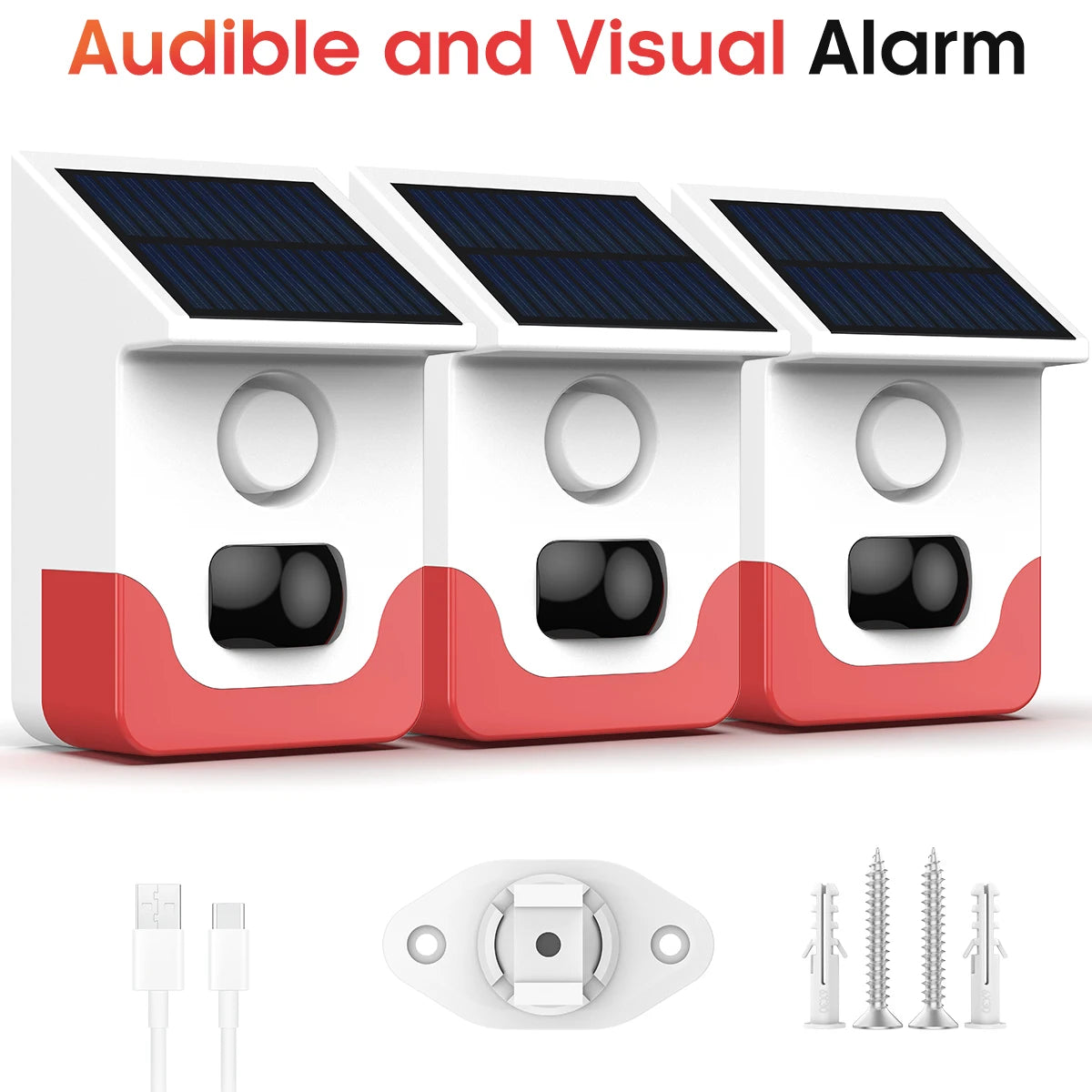 120° Detection Solar Alarm 120dB 4 Working Modes Solar-powered PIR Motion Detection Alarm For Home Courtyard Security