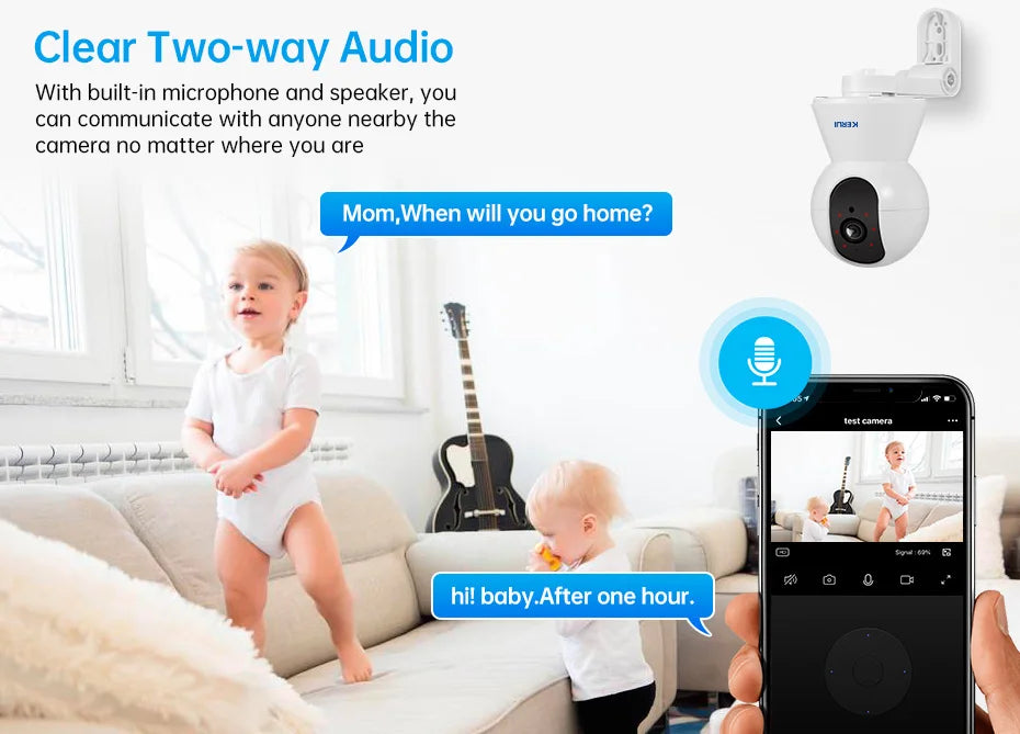 Indoor 4K HD WiFi IP Camera with Side-mounted Brackets
