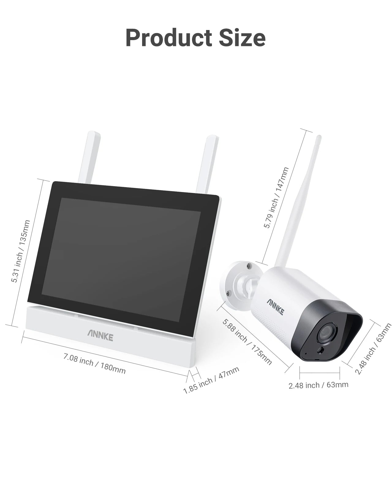 ANNKE 4-Camera Wireless NVR Security System with 7" Monitor