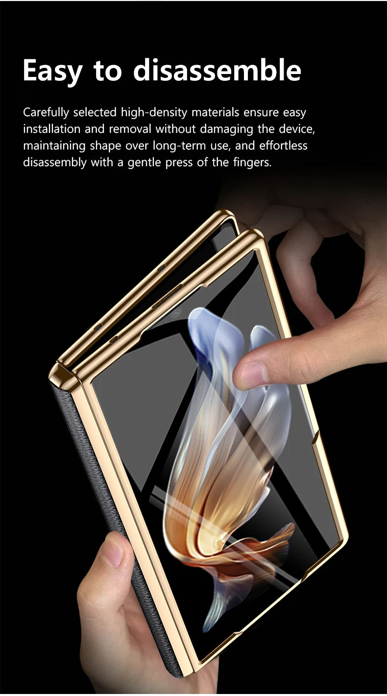 Äkta läderfodral med magnetisk gångjärnsställning för Samsung Galaxy Z Fold