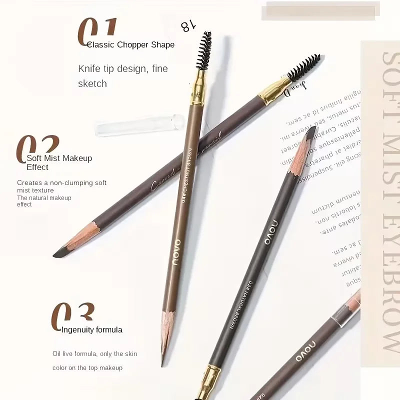 Lot de 4 crayons à sourcils étanches avec goupillon pour des sourcils naturels