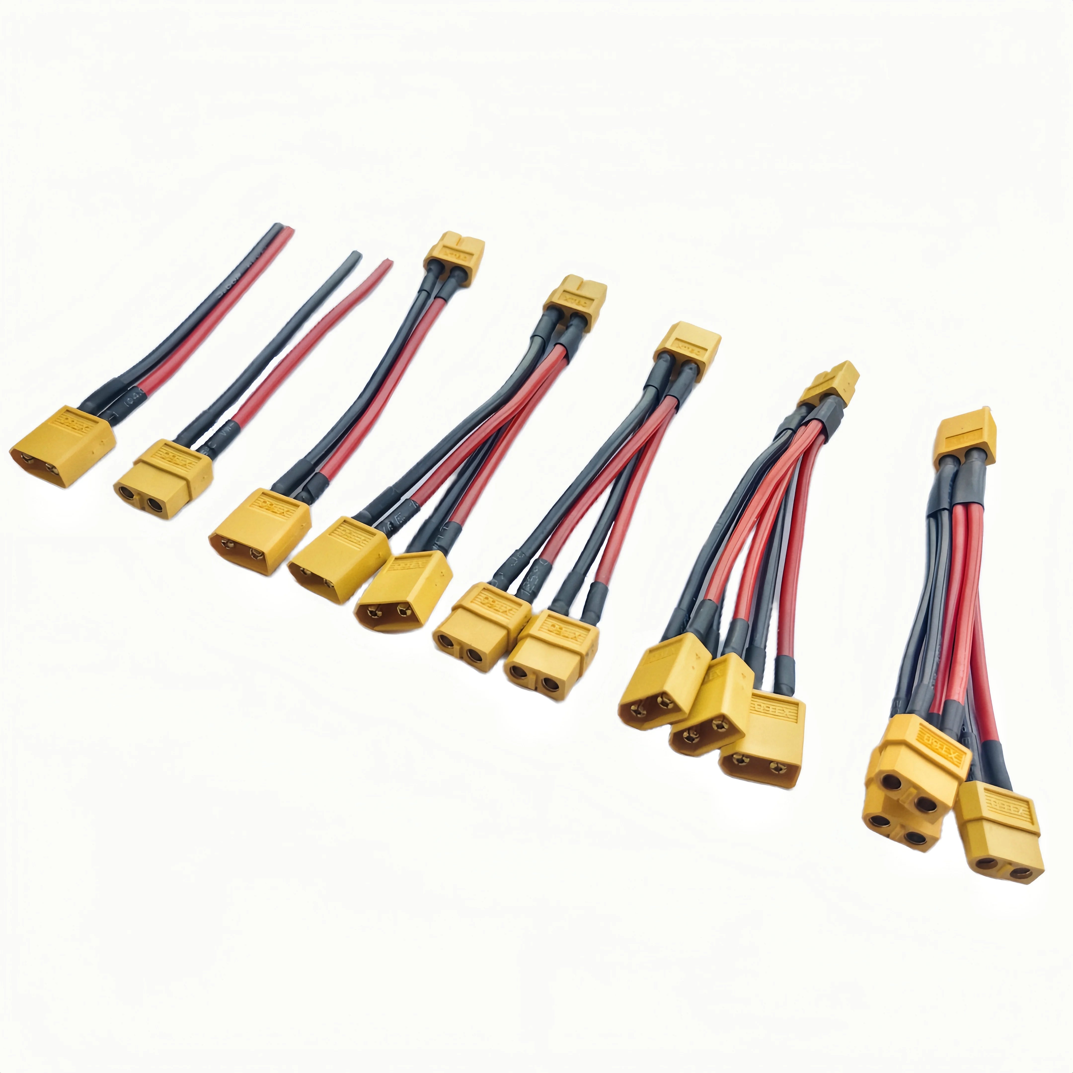 XT60 Parallel Battery Connector 3-Way 14AWG Silicone Wire Male/Female Dual Extension Y Splitter 100mm for Battery Charger Motor 