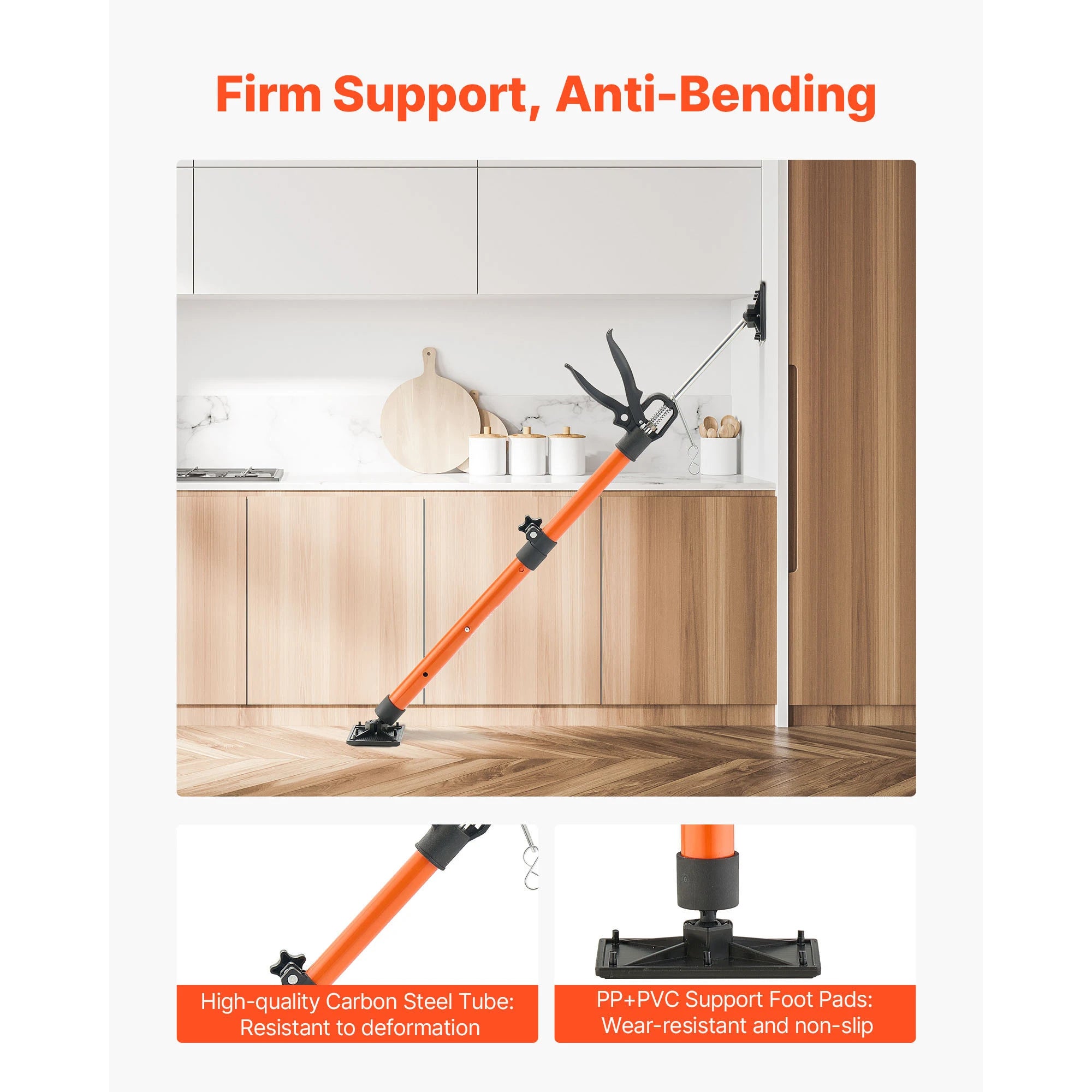 Adjustable Cabinet Jack Support Pole 19–114in Steel Lift Rod
