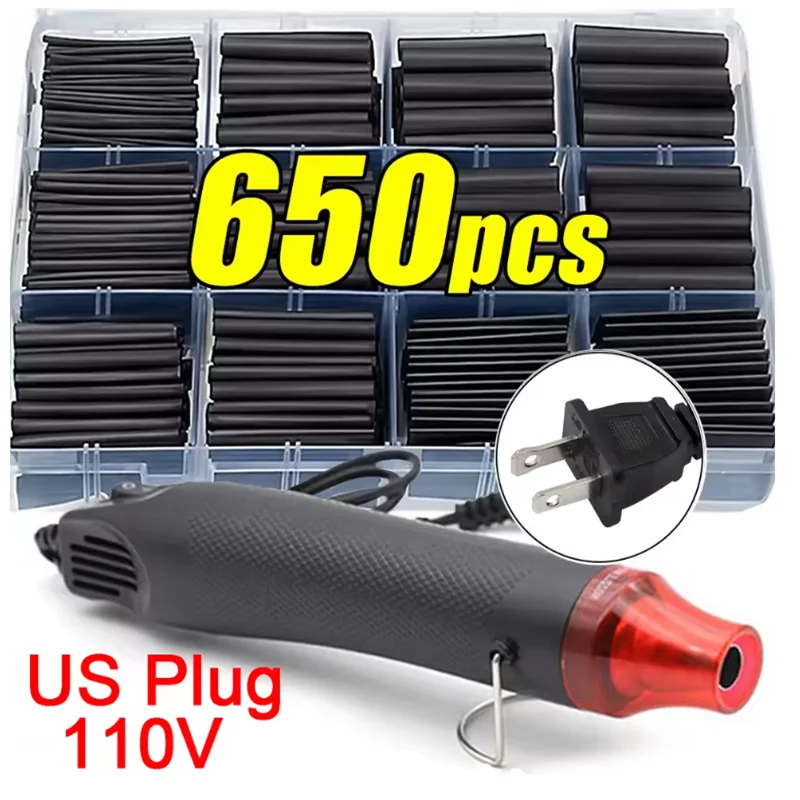 Black Heat Shrink Tube Kit Thermoresistant Tubing Shrink Wire Wrapping Electrical Connection Cable Insulation Sleeves Protecter 