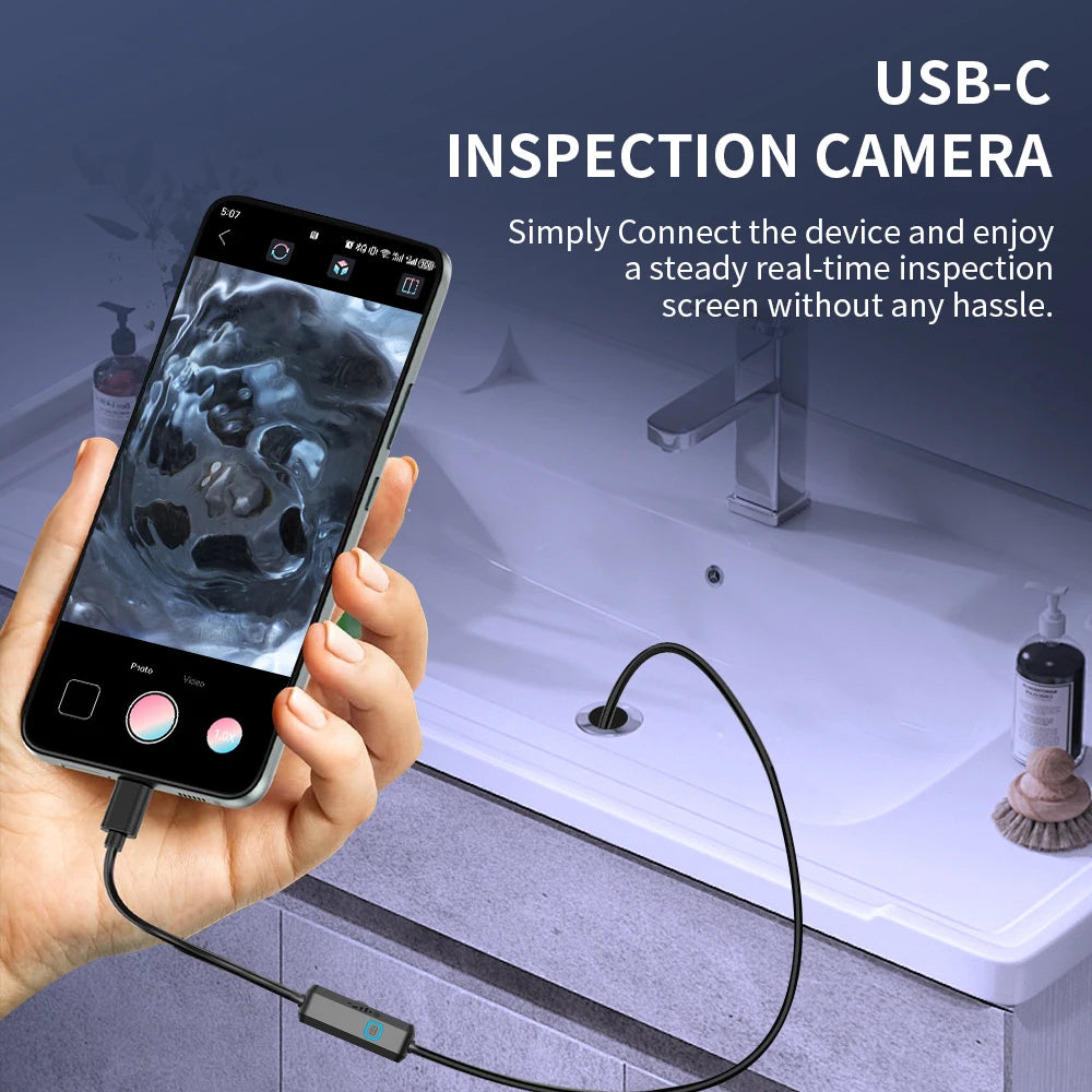 Caméra endoscope Android Type-C 7MM étanche IP67 à 6 LED, bore scope miniature avec 6 DEL