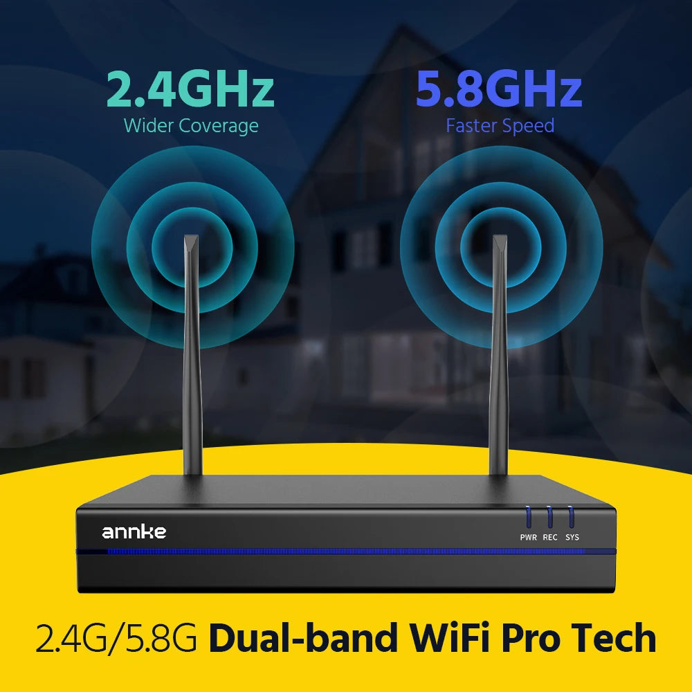 ANNKE Sistem de supraveghere video cu WiFi cu NVR 5MP, camere IP 3MP, înregistrare audio, camere de securitate, AI Detection, CCTV kit