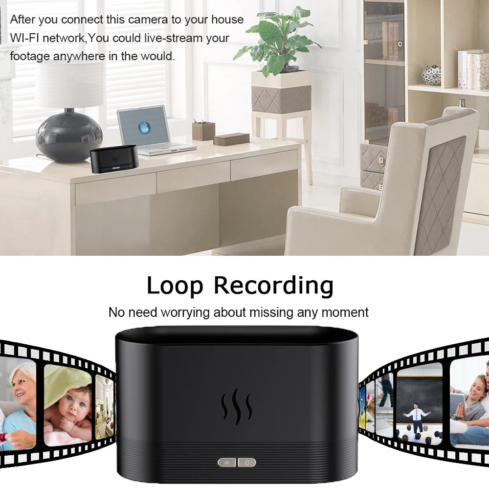 Mini-kamera Full HD 1080P WiFi-kamera Mistfuktare Sidoläge Hemövervakning IR-night-View DVR Monitor Video- och rörelsedetektion