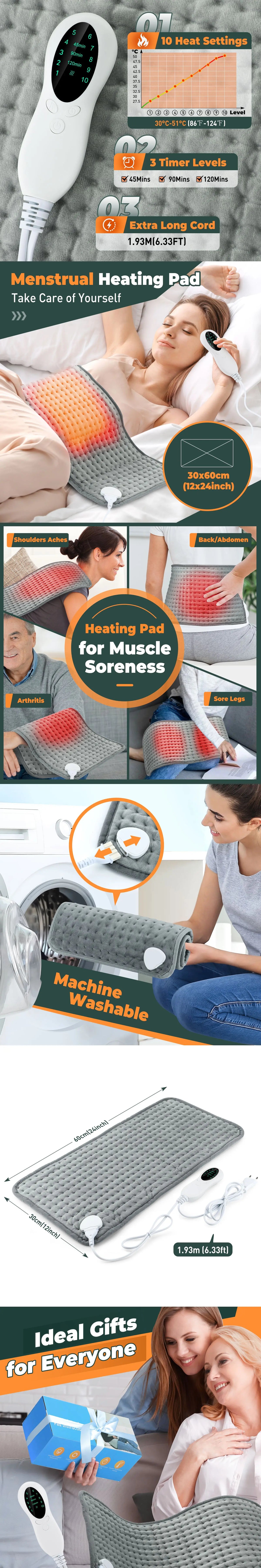 Electric Heating Pad with 10 Temperature Settings