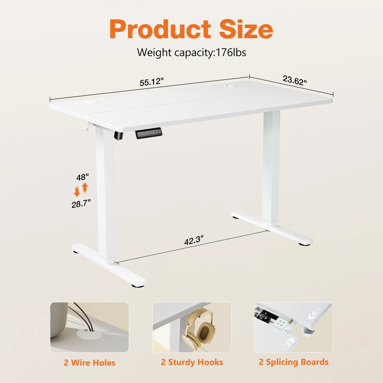 Electric Height Adjustable Standing Desk with Memory Settings
